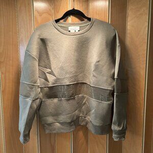 Anthropologie Green Crew Neck With Mesh Panel